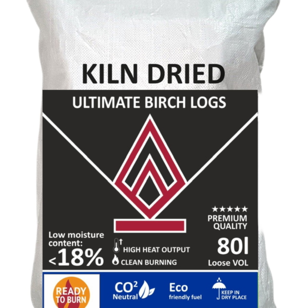 Ultimate 80 Litre Bags of Kiln Dried Ready to Burn Birch Logs From Semmens Fuels in Cornwall